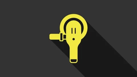 Yellow Angle grinder icon isolated on grey background. 4K Video motion graphic Stock Footage 155474391