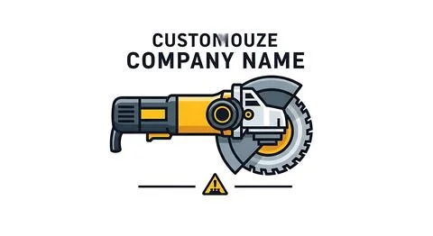 Yellow angle grinder power tool logo illustration Stock Illustration
