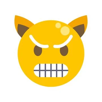 Yellow angry devil emoji gritting teeth Illustrazione stock