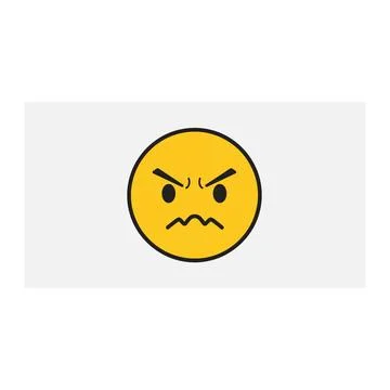 Yellow angry face icon simple vector art Stock Illustration
