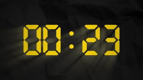 Yellow Animated Stopwatch Countdown 30 Seconds to 0 Seconds Isolated on Vin.. Video stock 326630106