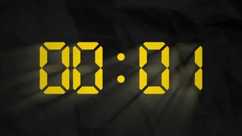 Yellow Animated Stopwatch Countdown 5 Seconds to 0 Seconds Isolated on Vint.. Video stock 326630080