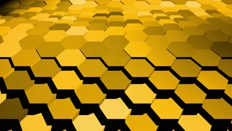 Yellow animated three dimensional hexagon grid. Stock Footage 155724332