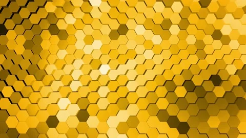 Yellow animated three dimensional hexagon grid. Stock Footage 155724351