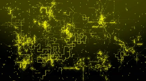 Yellow Animation of Digital Grid Stock Footage 64546924