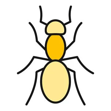 Yellow ant insect bug flat color icon 库存插图