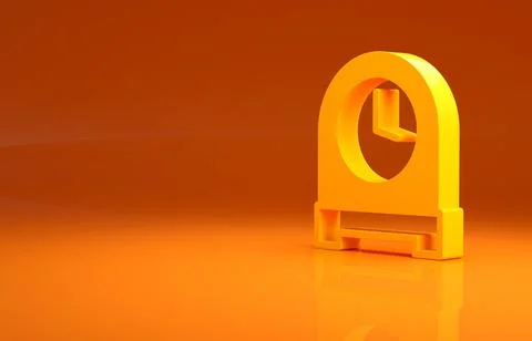 Yellow Antique clock icon isolated on orange background. Minimalism concept. 3d Stock Illustration