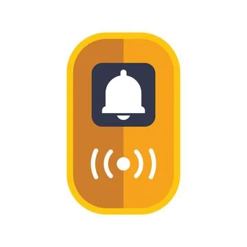Yellow app icon showing ringing bell with vibrating phone Illustrazione stock