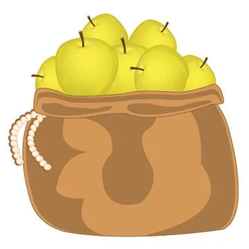 Yellow apple in bag Stock Illustration