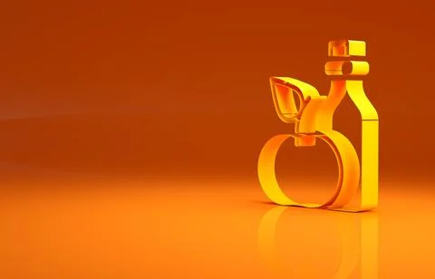Yellow Apple cider vinegar in bottle icon isolated on orange background Stock Illustration
