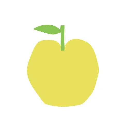Yellow apple. Cutouts fruit. Shape colored cardboard or paper. Funny childish Stock Illustration