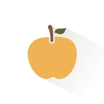 Yellow apple icon with shadow. Flat vector illustration Stock Illustration