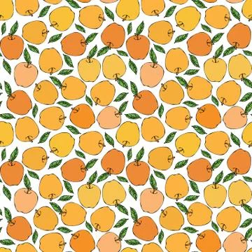 Yellow Apple Seamless Endless Pattern. Red Apple Fruit. Home Brew. Autumn or  Stock Illustration