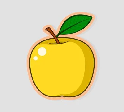 Yellow apple sticker. Stock Illustration