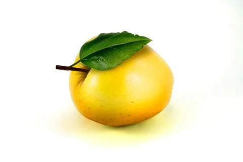 Yellow apple on white background Stock Photos