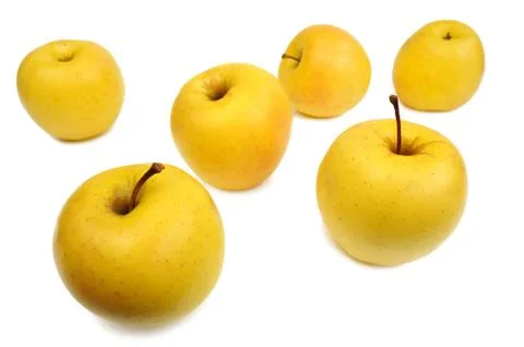 Yellow apples, isolated Stock Photos