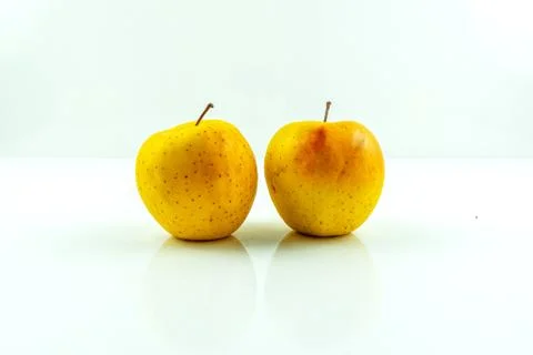 Yellow apples isolated on white background Stock Photos