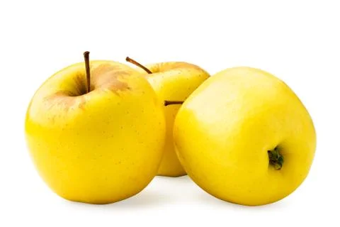 Yellow apples on a white background, isolated. Stock Photos