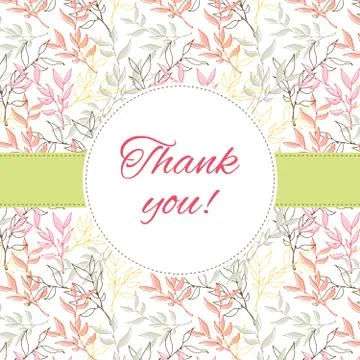 Yellow Appreciation card with a leaf pattern. Thank You card. Stock Illustration