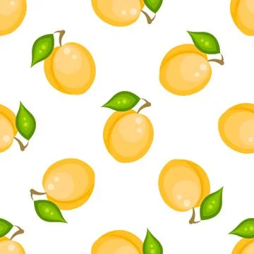Yellow apricot fruit seamless vector pattern Stock Illustration