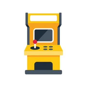 Yellow arcade game machine with joystick and buttons is ready for playing 스톡 일러스트