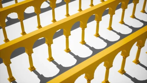 Yellow architecture pillows with white background. Camera moving and shadows Stock Footage 258293021