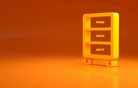 Yellow Archive papers drawer icon isolated on orange background. Drawer with Stock Illustration