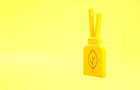 Yellow Aroma diffuser icon isolated on yellow background. Glass jar different Stock Illustration