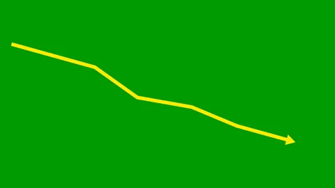 Yellow arrow chart green Stock Footage 195999774