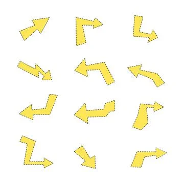 Yellow arrow icon collection. flat style element. isolated illustration Stock Illustration