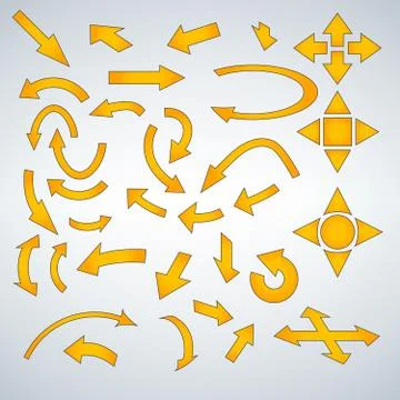 Yellow Arrow Icon Set Stock Illustration