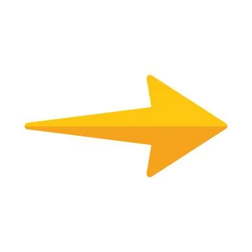 Yellow arrow pointing right on white background Stock Illustration