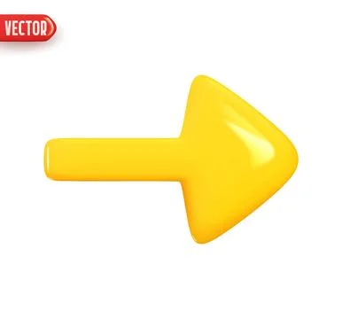 Yellow arrow. Realistic 3d design In plastic cartoon style. Icon isolated o.. Stock Illustration