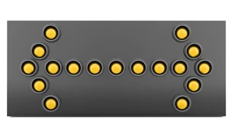 Yellow arrows light on road block Stock Illustration