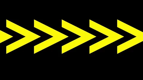 Yellow arrows pattern animation. A row of abstract chevron shapes. Video stock 315631243