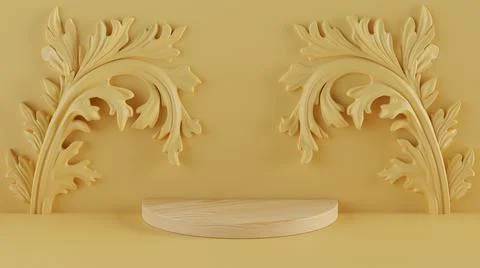 Yellow Art Podium 3D Rendering Stock Illustration
