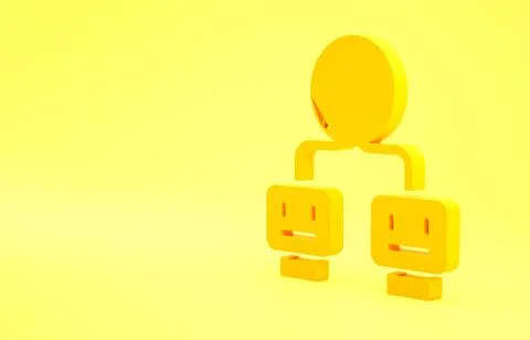 Yellow Artificial intelligence icon isolated on yellow background. Machine le Stockillustratie