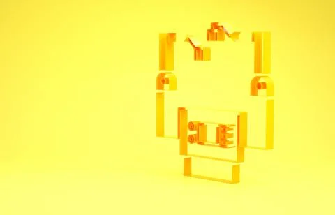 Yellow Assembly line icon isolated on yellow background. Automatic production Ilustración de archivo