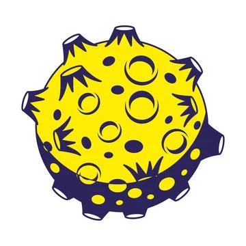 Yellow asteroid with many craters on withe background Stock Illustration