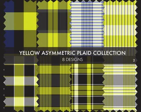 Yellow Asymmetric Plaid Seamless Pattern Collection Stockillustratie