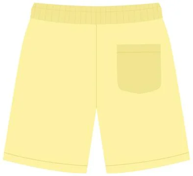 Yellow Athletic Shorts Vector Illustration with Back Pocket Detail Stock Illustration
