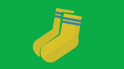 Yellow athletic socks icon animation with blue stripes on green screen backgroun Stock Footage 332282548