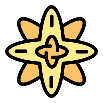 Yellow atom icon representing atomic structure and energy Illustrazione stock