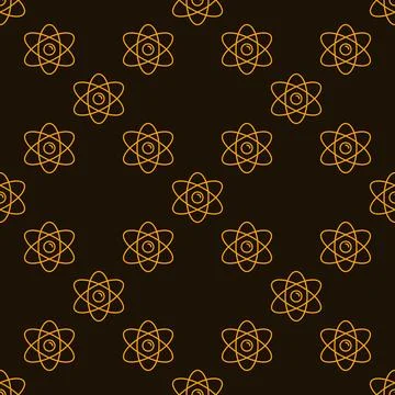 Yellow Atom Seamless Background vector Chemistry geometric line Pattern Stock Illustration