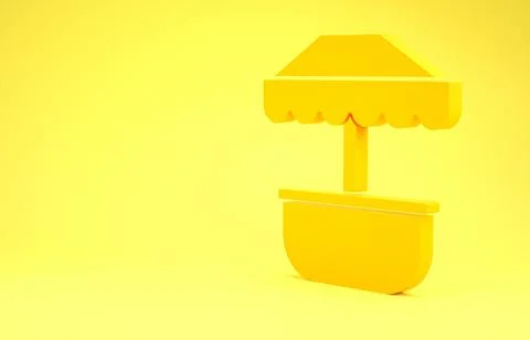 Yellow Attraction carousel icon isolated on yellow background. Amusement park Stock Illustration