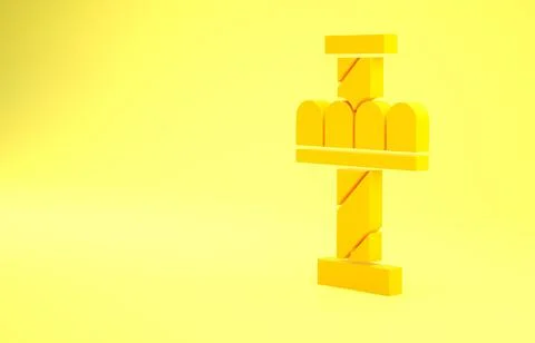 Yellow Attraction carousel icon isolated on yellow background. Amusement park 库存插图