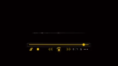 Yellow audio player interface with waveform and playback controls. Audio pl.. Stock Footage 337129979