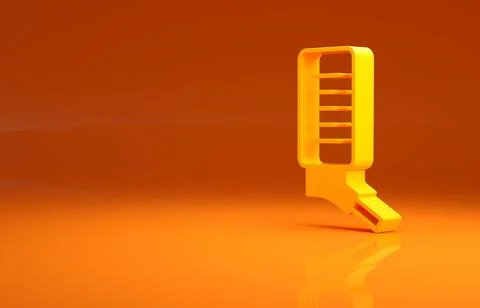 Yellow Automatic drinker for small pets icon isolated on orange background Stock Illustration