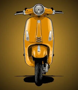 Yellow automatic scooter front view vector template Stock Illustration