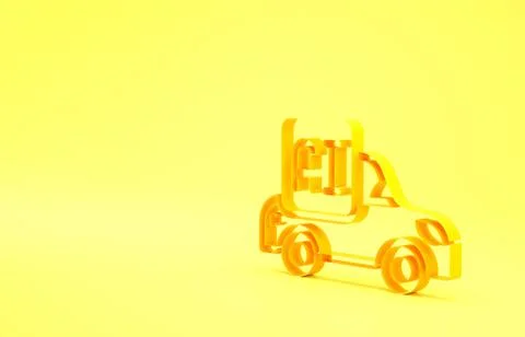 Yellow Autonomous artificial Intelligence smart car icon isolated on yellow b イラスト素材